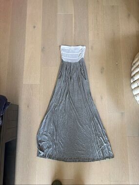 Striped Bust Grey Maxi Tube Dress